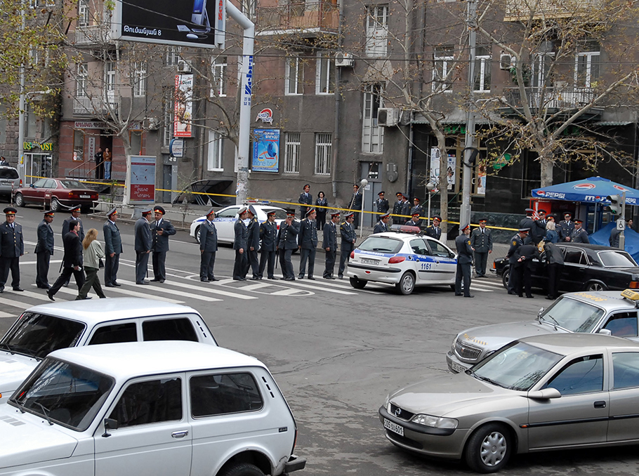 On the streets of Yerevan on April 9, 2008