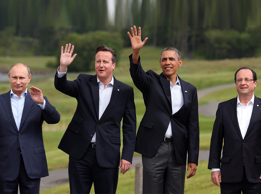 Лидеры РФ, Великобритании, США и Франции на саммите G8 в 2013 году