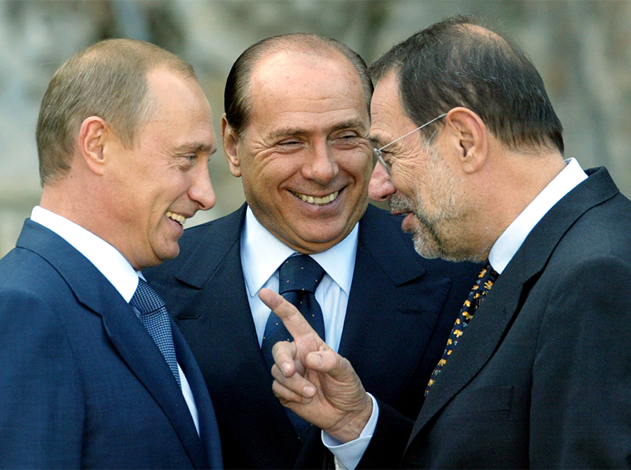 Javier Solana, Vladimir Putin and Silvio Berlusconi