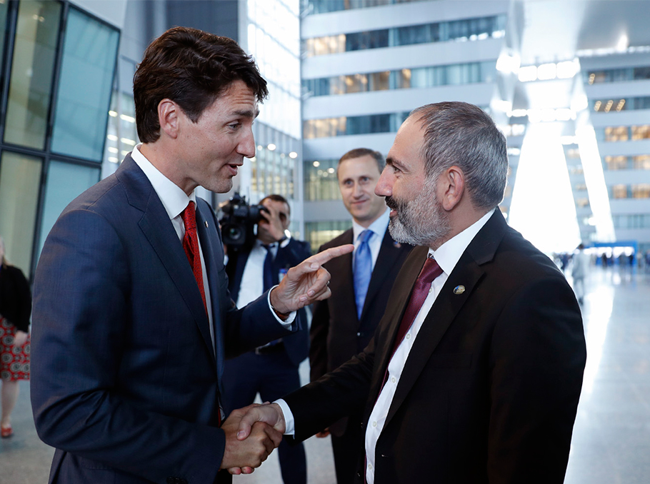 Nikol Pashinyan and Prime Minister of Canada Justin Trudeau