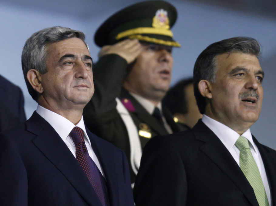 Abdullah Gul and Serzh Sargsyan at Hrazdan Stadium
