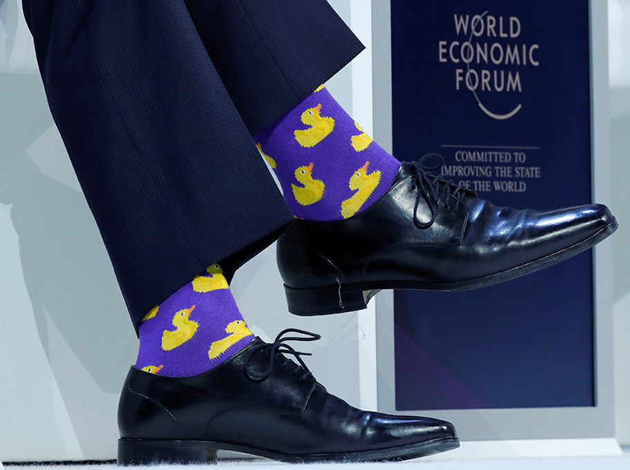 A picture of Justin Trudeau’s legs taken at Davos World Forum