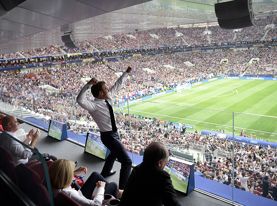 Emmanuel Macron during the Football World Cup-2018 final game in Moscow