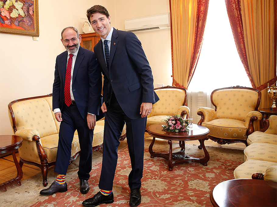 Премьер-министры Армении и Канады Никол Пашинян и Джастин Трюдо в Ереване в 2018 году 