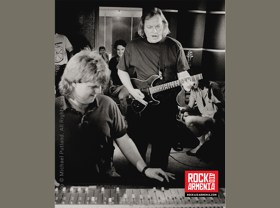 David Gilmour at the Rock Aid Armenia recording session 