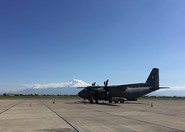 Lithuanian Air Force aircraft at Zvartnots airport (May 2020)