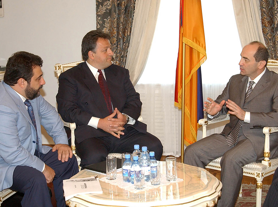 Ruben Vardanyan, Noubar Afeyan and Robert Kocharyan on June 29, 2005 