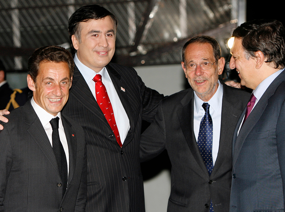 Никола Саркози, Михаил Саакашвили, Хавьер Солана и Жозе Мануэл Барозу
