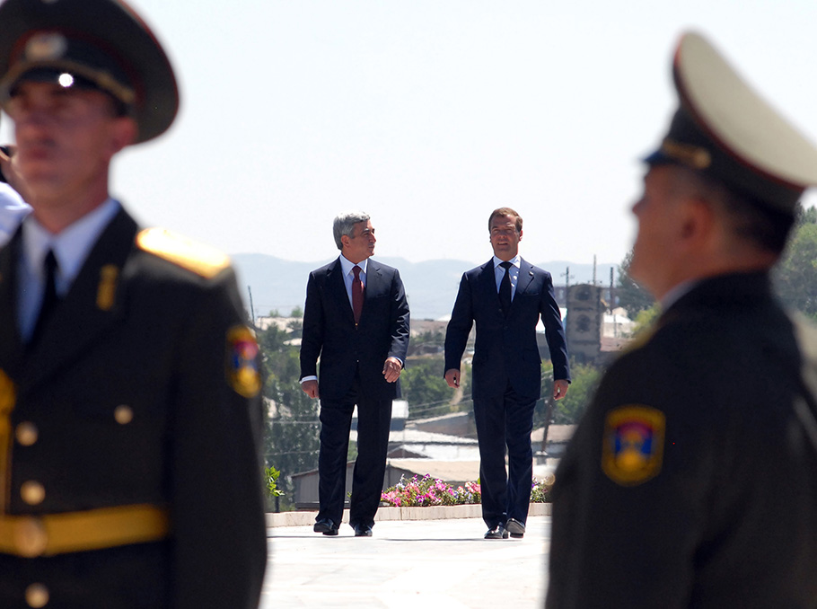 Serzh Sargsyan and Dmitry Medvedev in Gyumri in 2010 