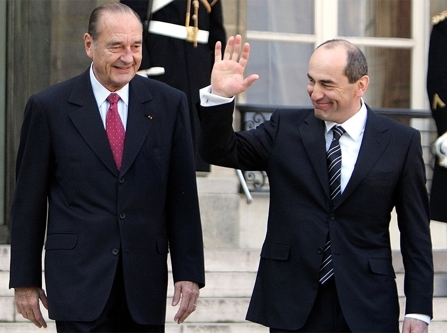Robert Kocharyan and Jacques Chirac on February 20, 2006