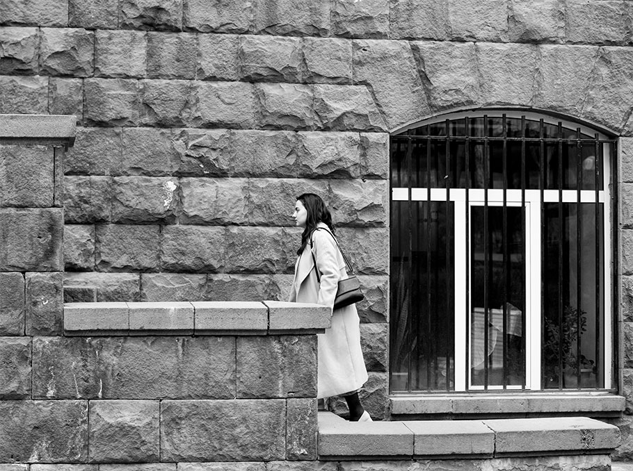 Astghik Babayan at the entrance of YSU Faculty of Law