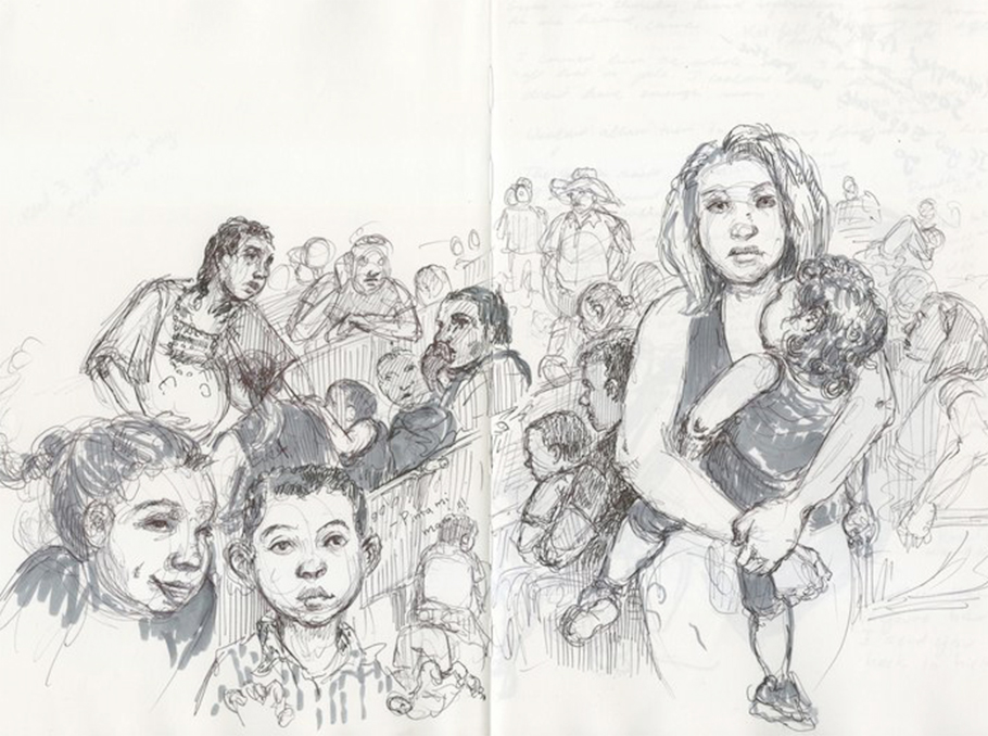“Families at The Border”, by Molly Crabapple for Rolling Stone