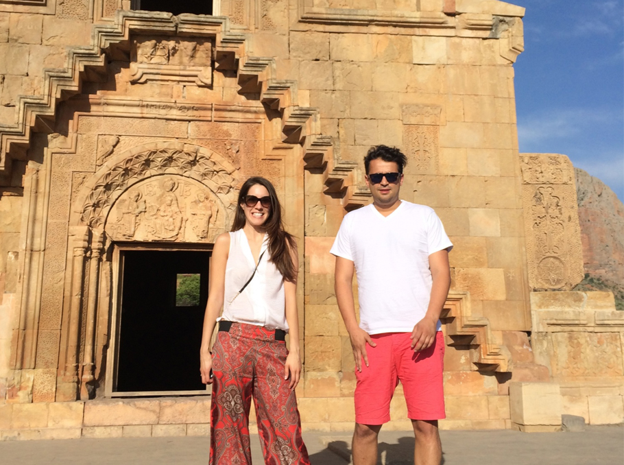 Mushegh Tovmasyan with his wife Jacqueline in Armenia