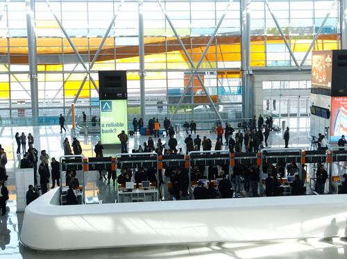 The departure hall of the new terminal of “Zvartnots” airport opened 